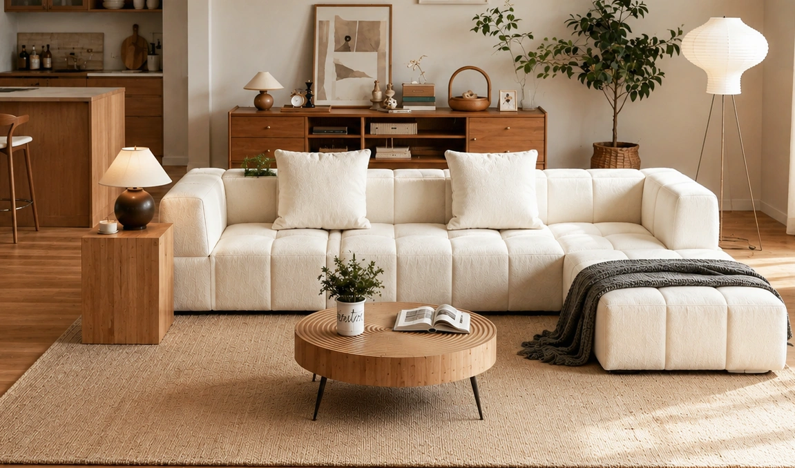 Warm Wood Style Living Room | homeyfad