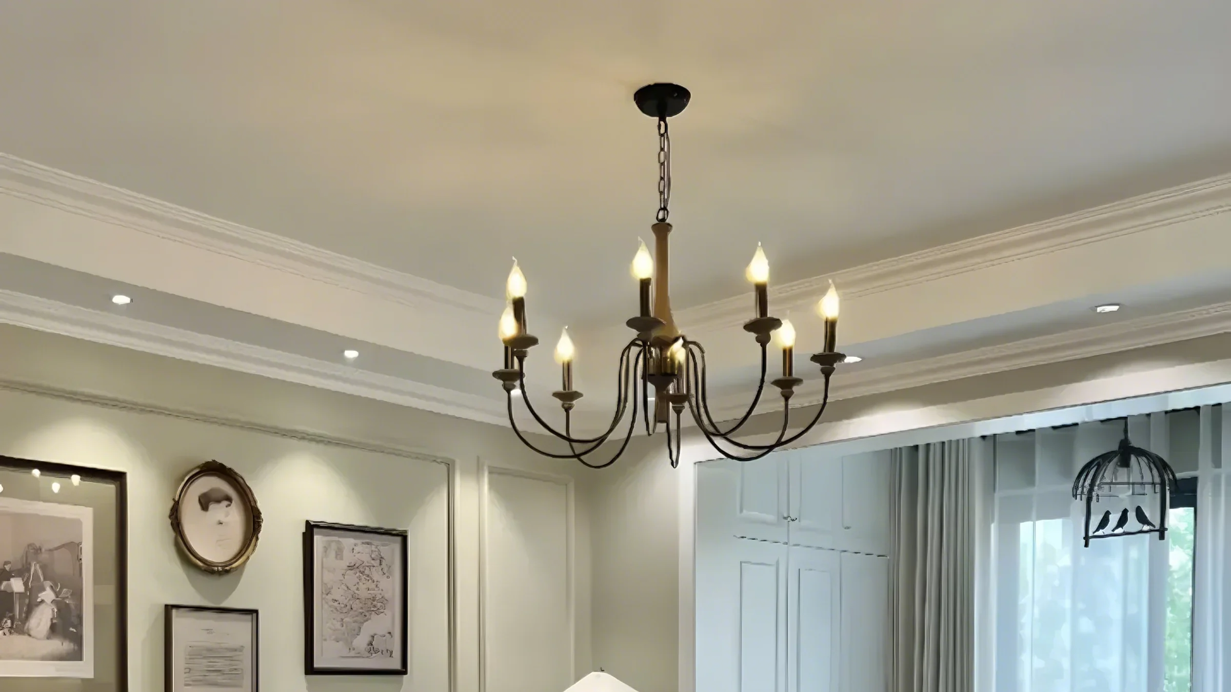 Vintage Metal Classic Candelabra Chandelier Adjustable Height