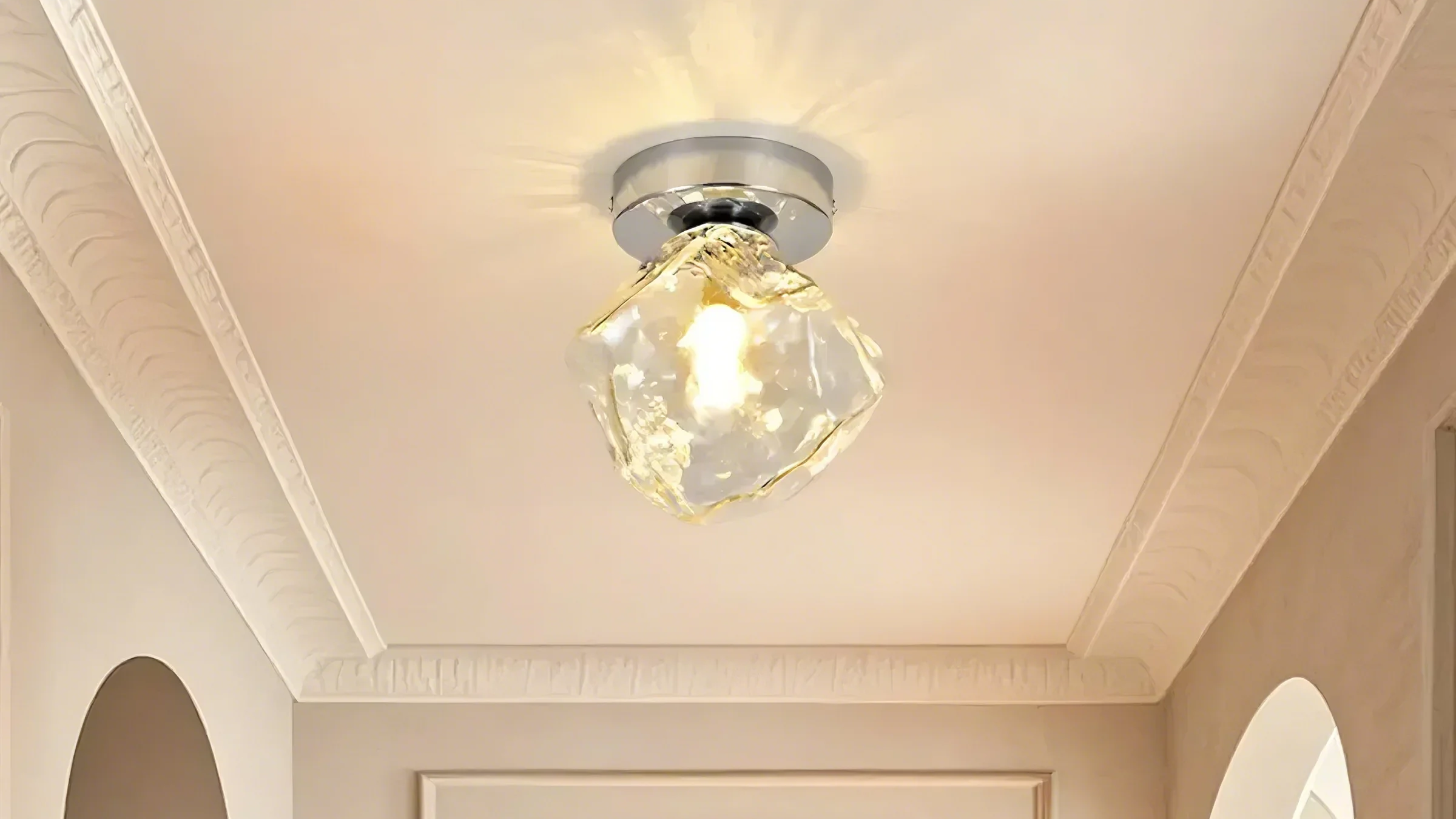 Transparent Semi Flush Ceiling Light for Hallway Elegance
