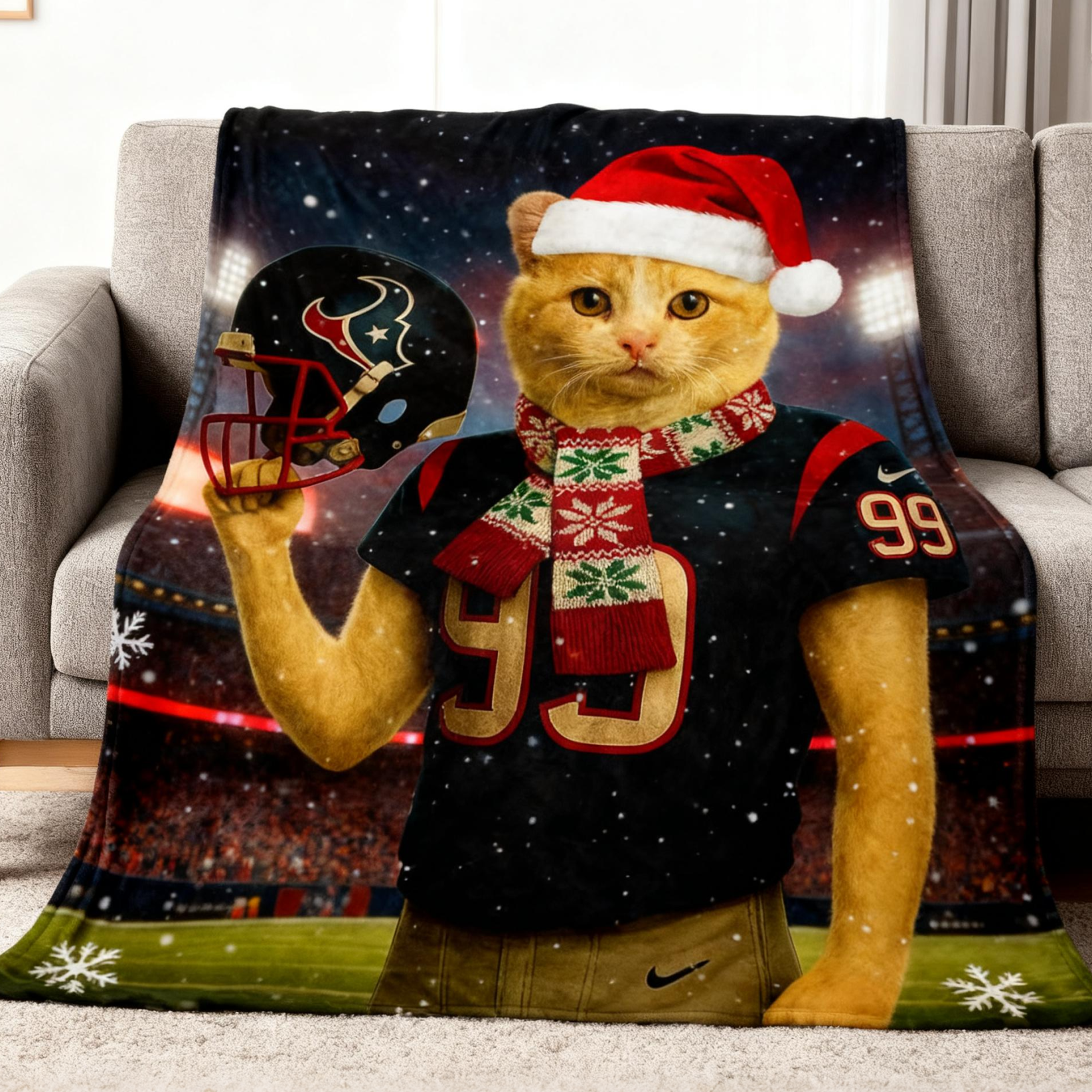 Custom Christmas American Football Pets Blankets