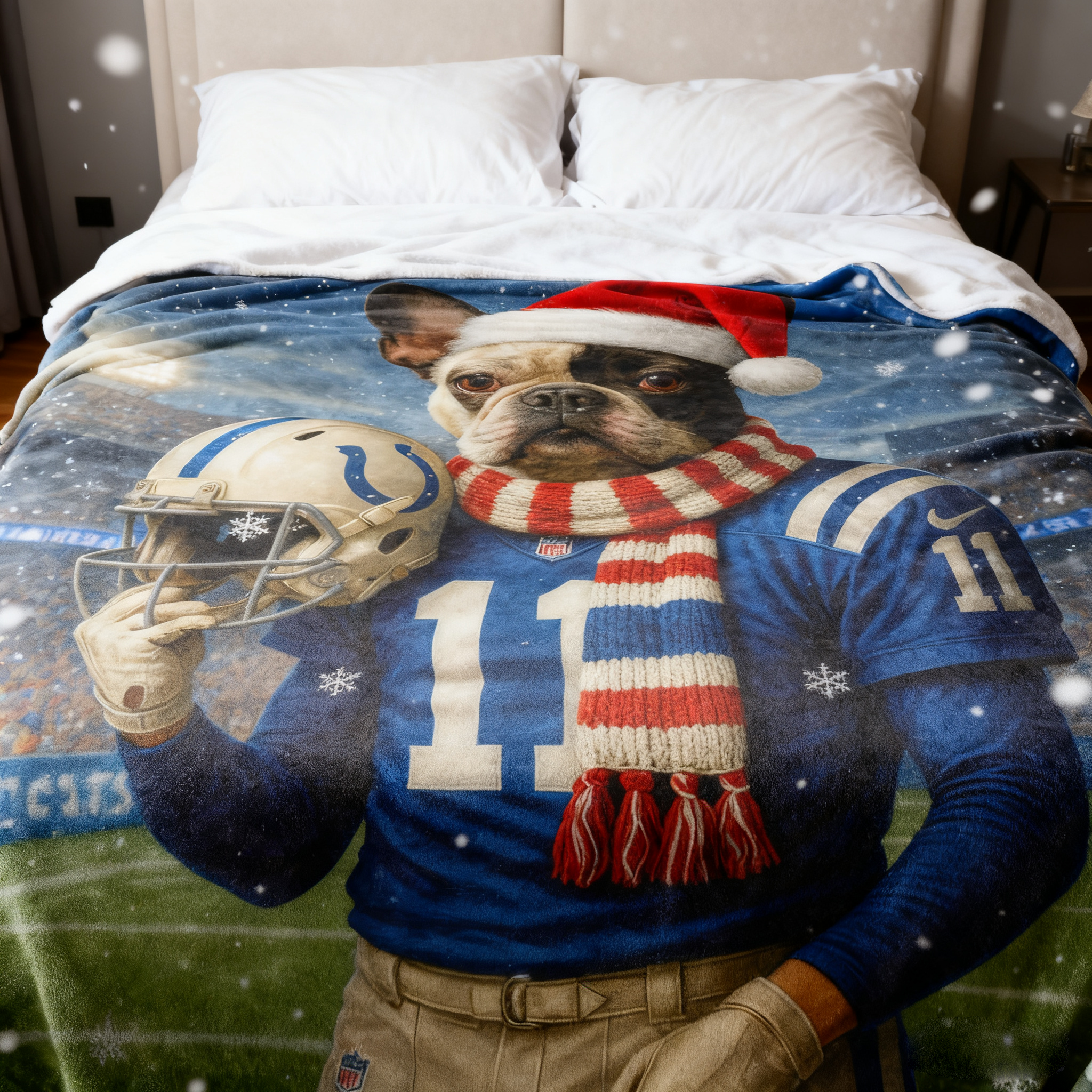 Custom Christmas American Football Pets Blankets