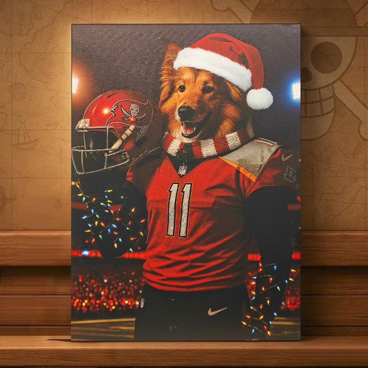 Christmas Hand-Painted Custom American Football Pets Portrait