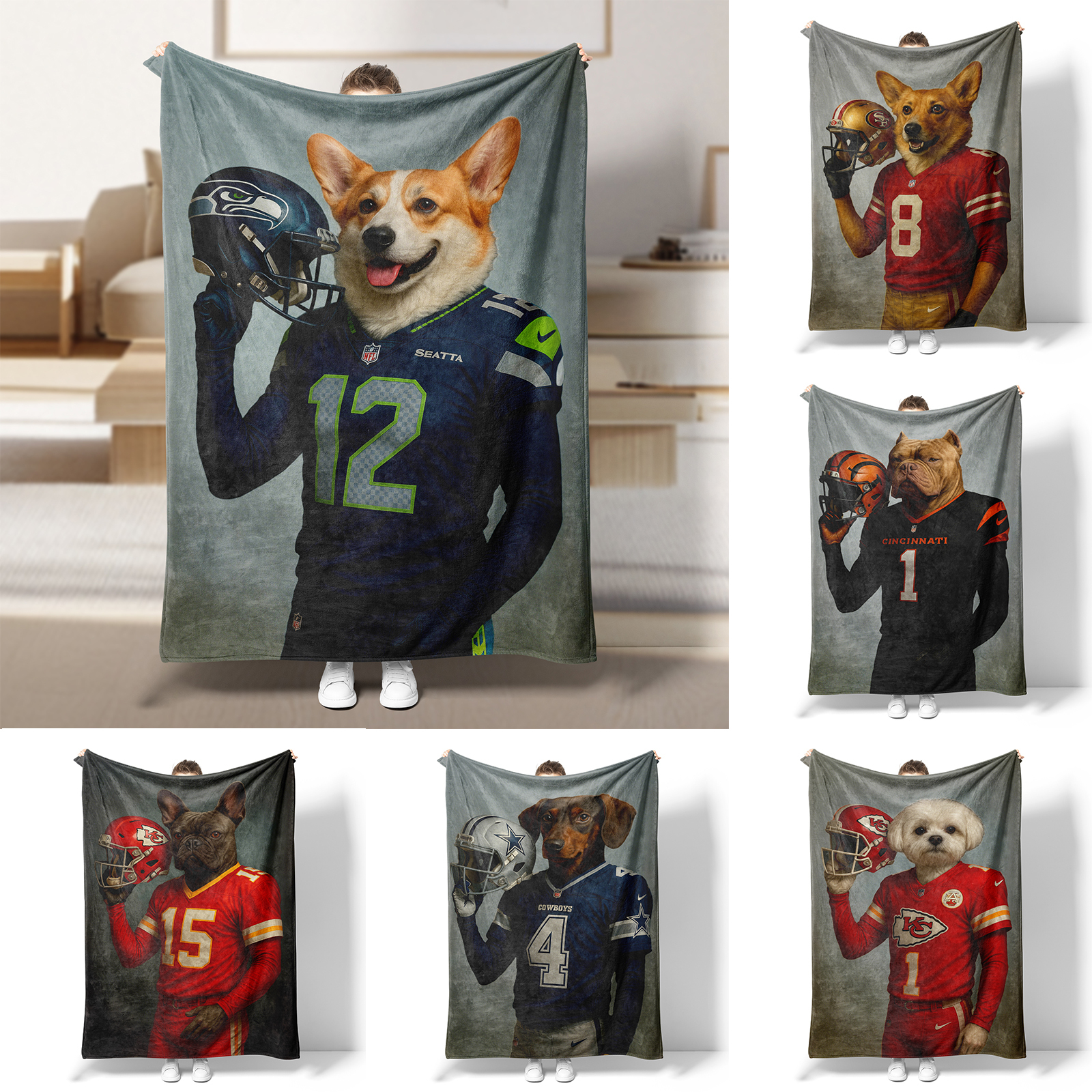 Personalized American Football Pet NFL NCAA Blanket