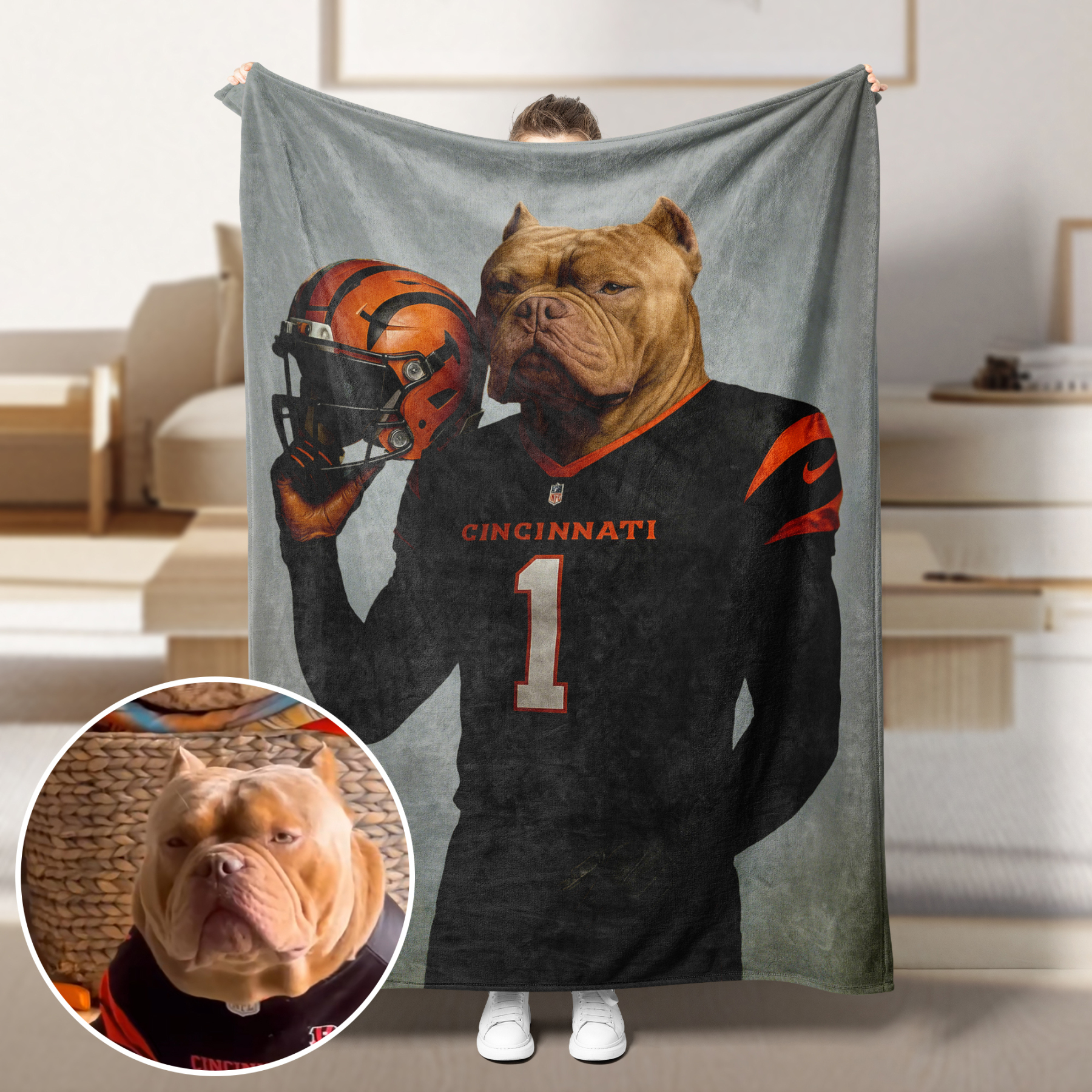 Personalized American Football Pet NFL NCAA Blanket