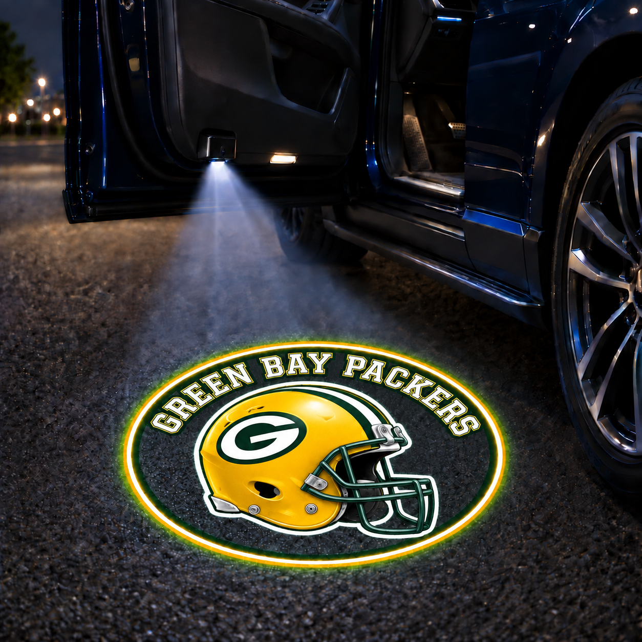 Vintage Football Helmet Car Door Projector Lights – Choose Your Team Style
