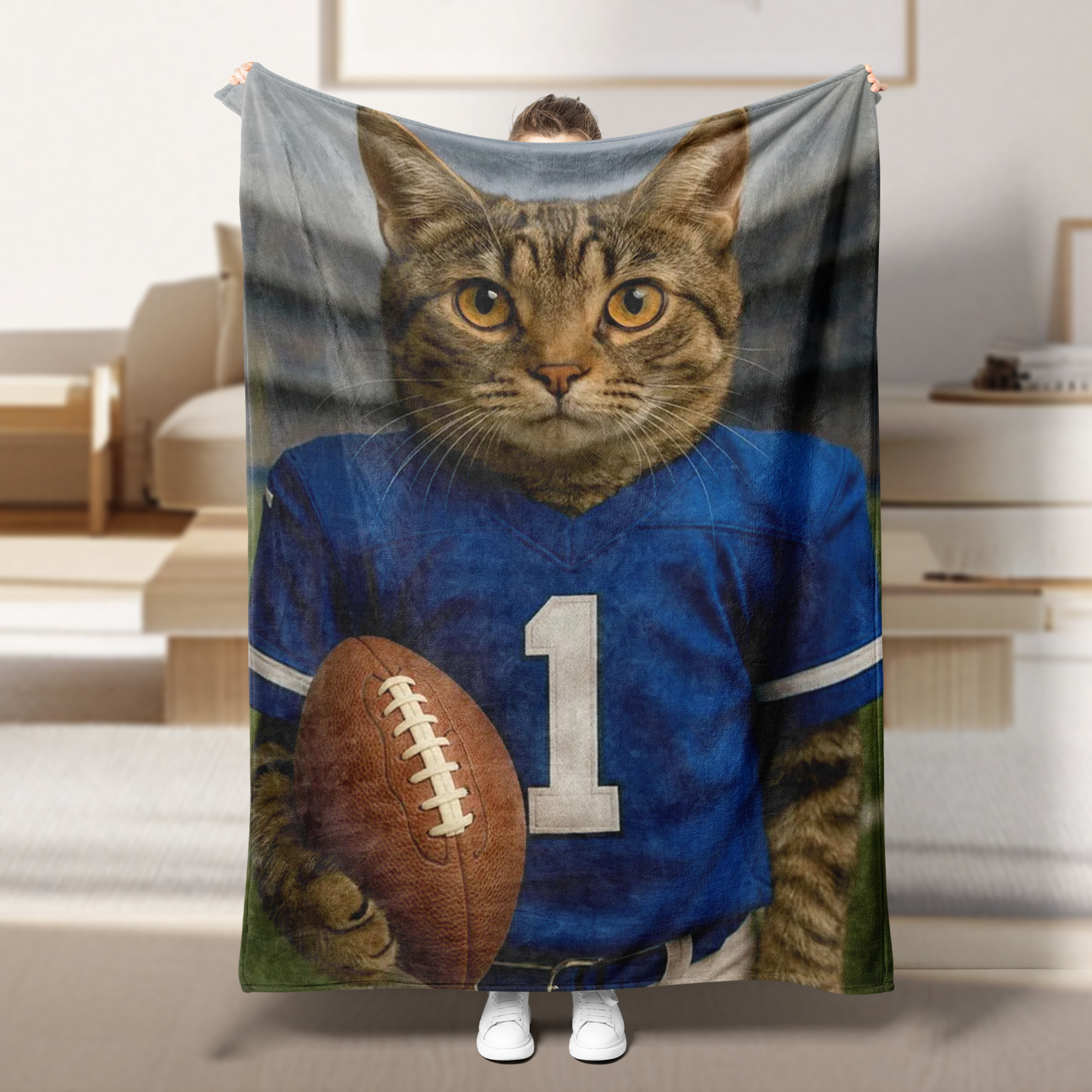 Custom Vintage Pet Football Blanket
