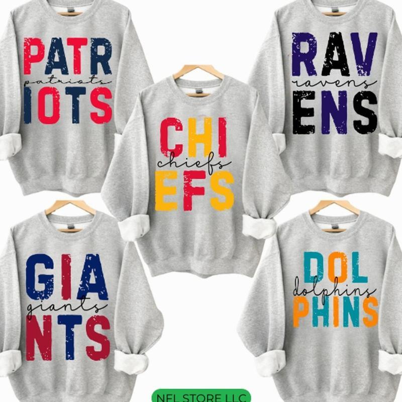 Vintage Team Name Lettering Football Sweatshirt – Retro Game Day Crewneck