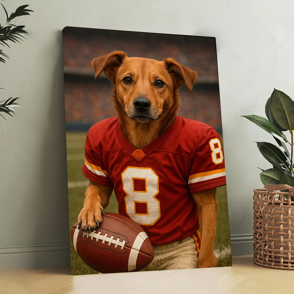 Custom Vintage Pet Football Portrait