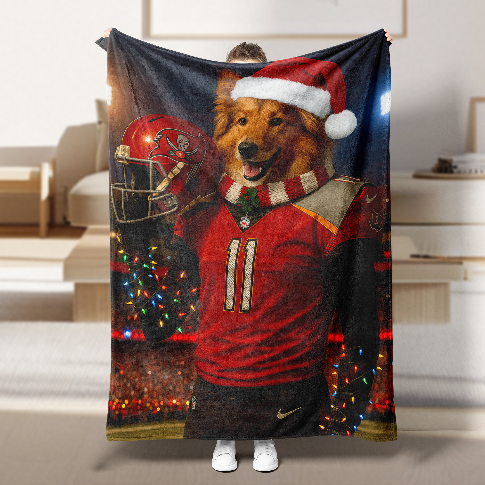 Custom Christmas American Football Pets Blankets