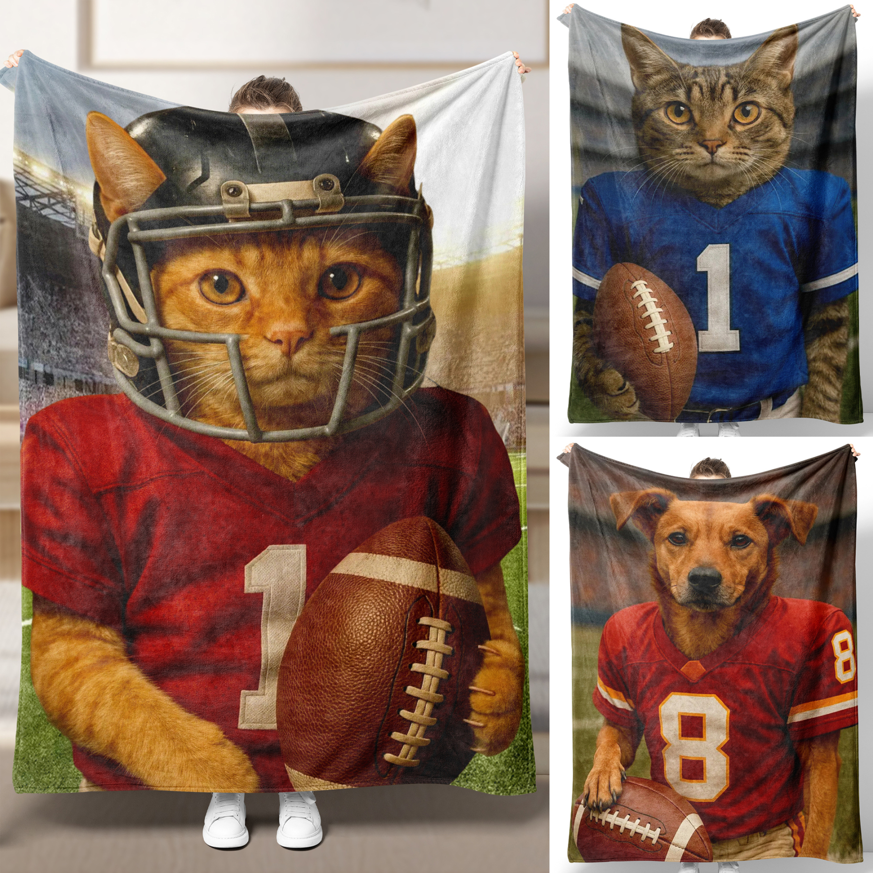 Custom Vintage Pet Football Blanket