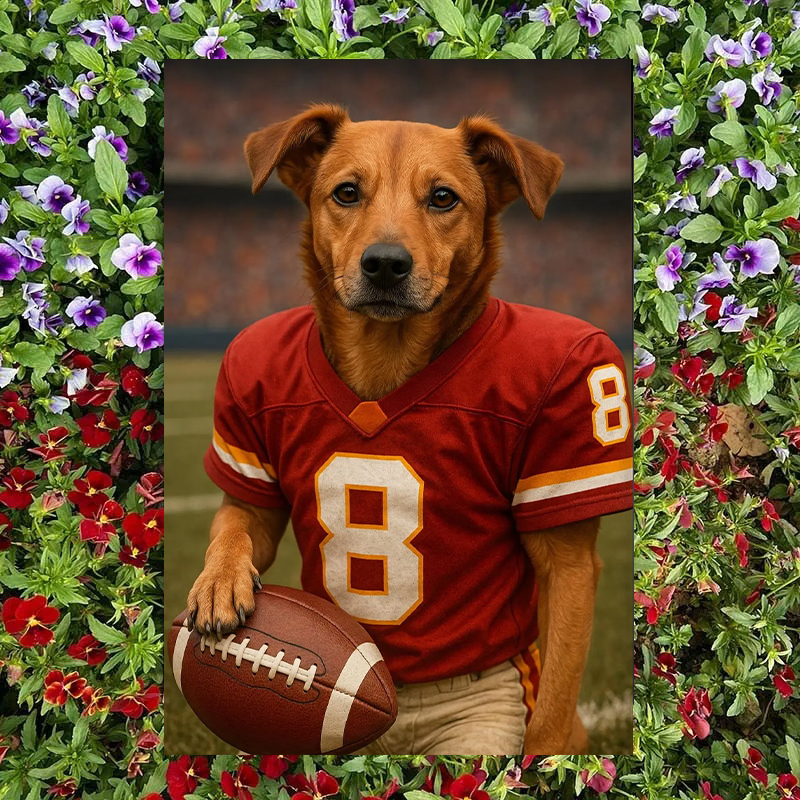 Custom Vintage Pet Football Portrait