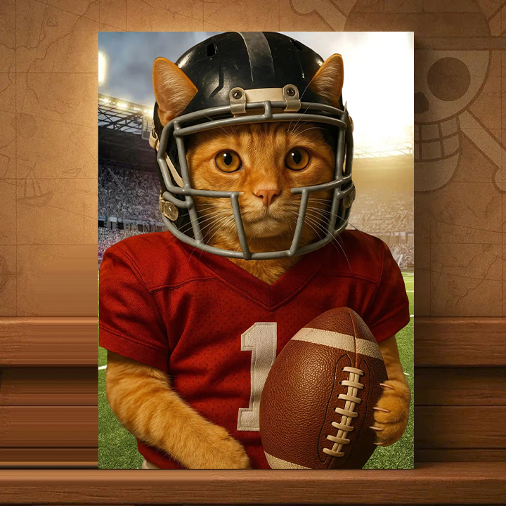 Custom Vintage Pet Football Portrait