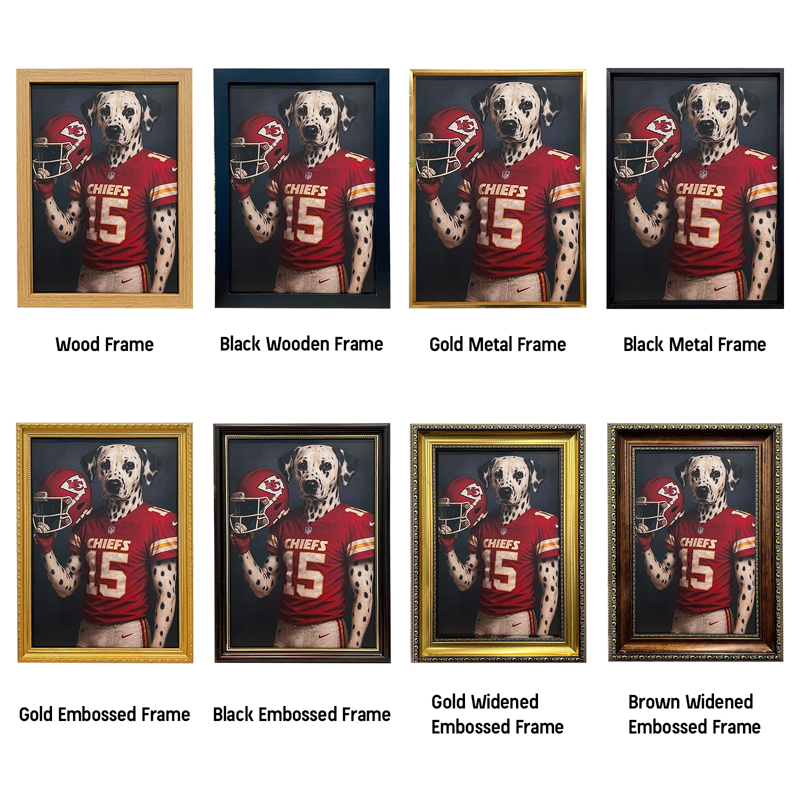 Custom American Football Pet Portrait with Team Jersey