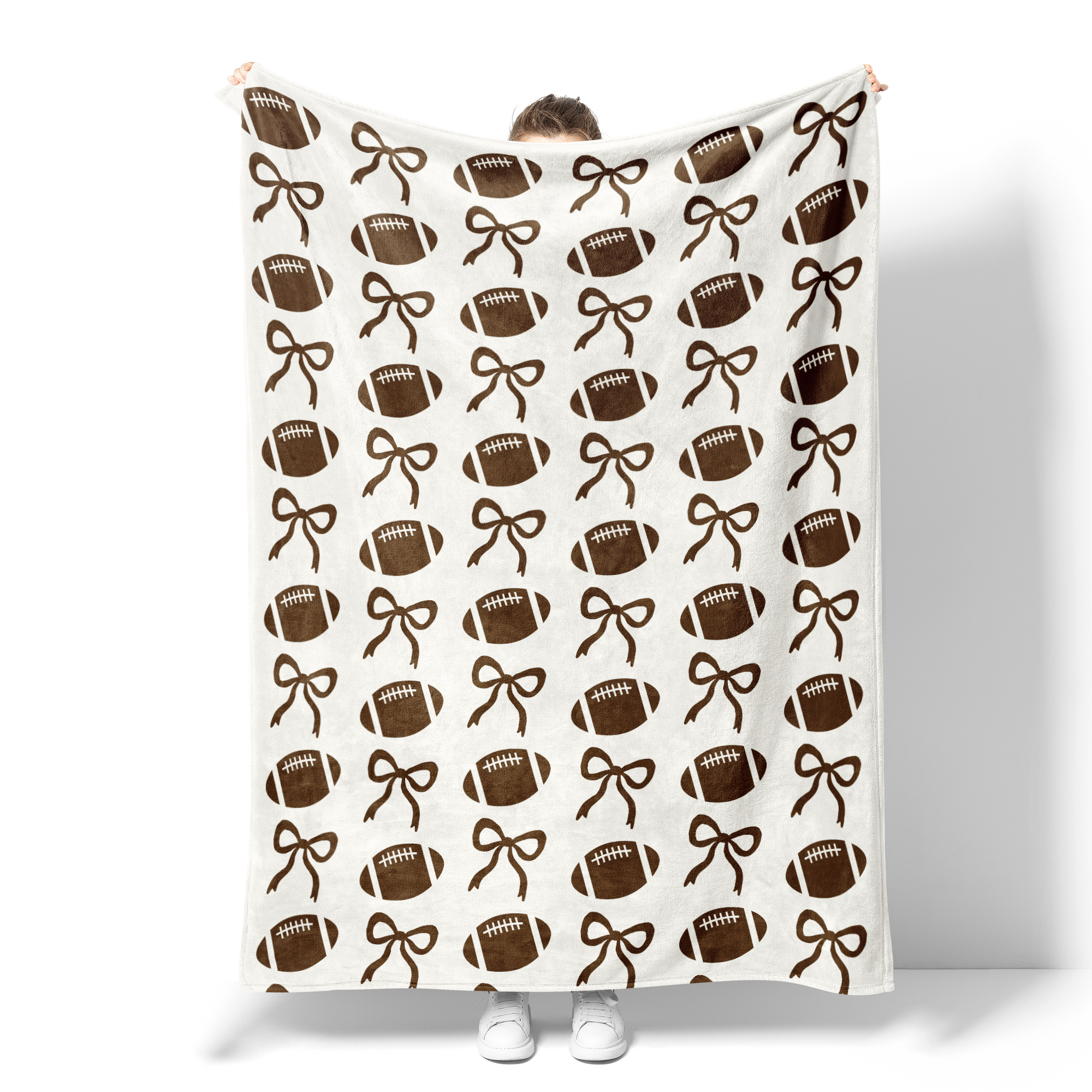 Full-Printed Rugby Ball Bow-Tie Blanket