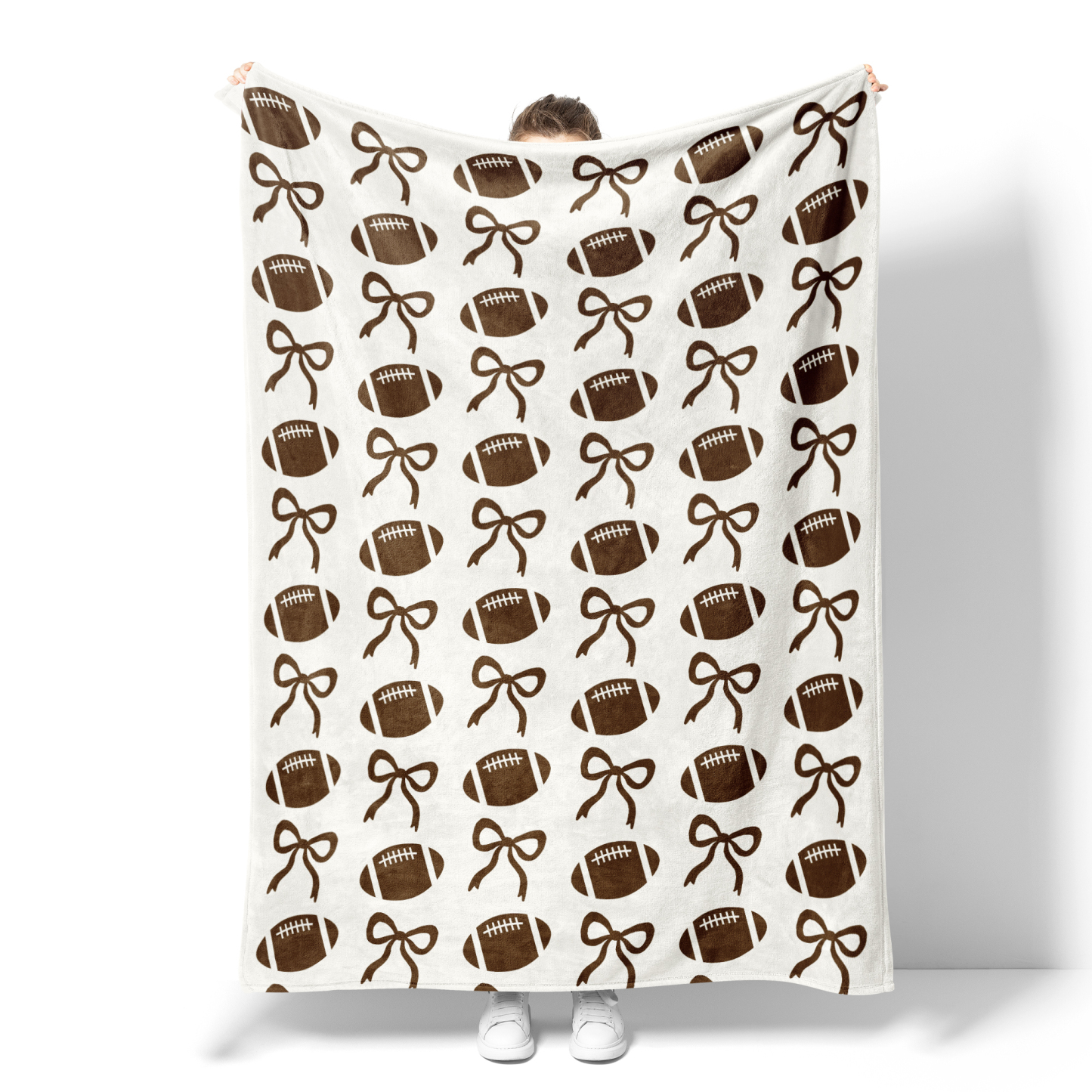 Full-Printed Rugby Ball Bow-Tie Blanket