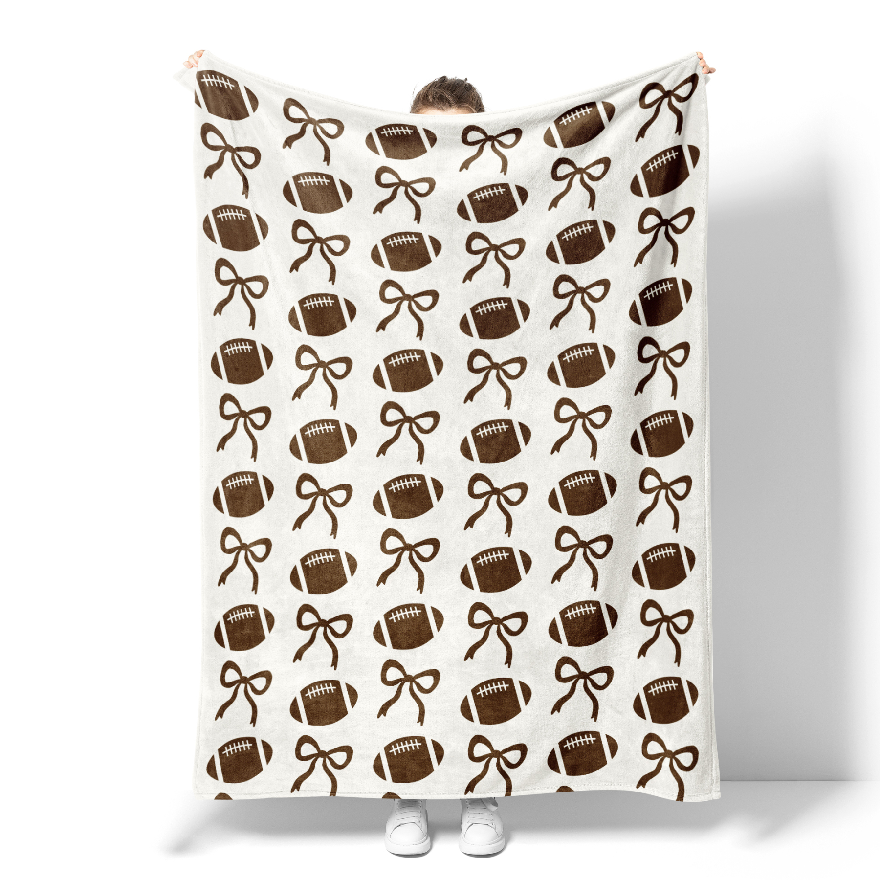 Full-Printed Rugby Ball Bow-Tie Blanket