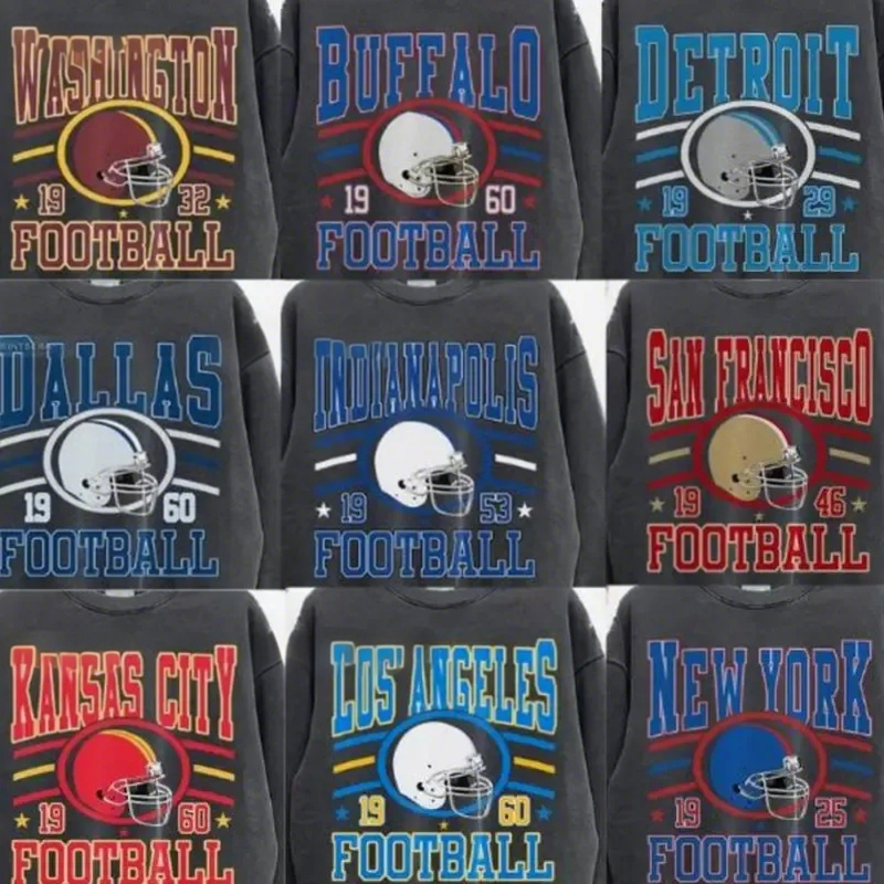 New Retro Style Varsity All Team Football Sweatshirt