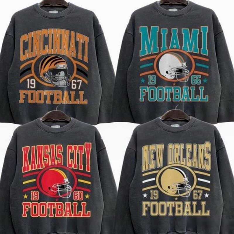 New Retro Style Varsity All Team Football Sweatshirt