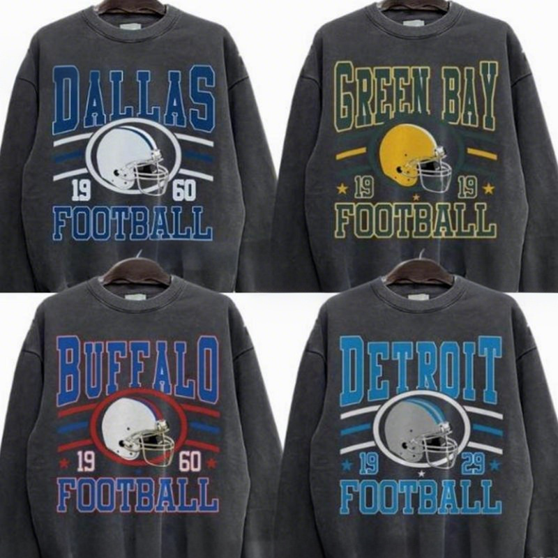 New Retro Style Varsity All Team Football Sweatshirt