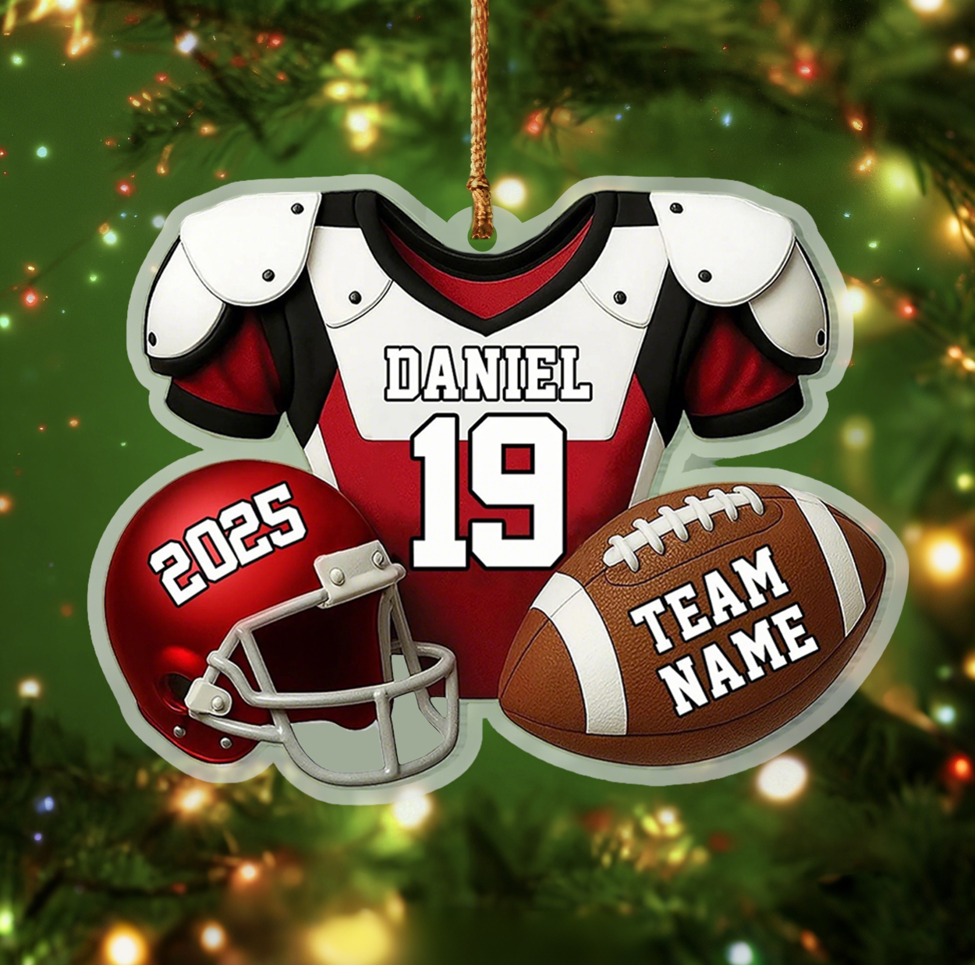 Personalized American Football Christmas Ornaments