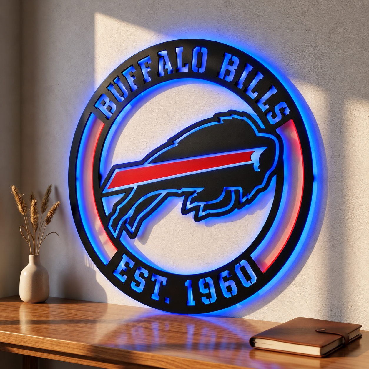 Football Fan LED Metal Wall Sign –Buffalo Bills