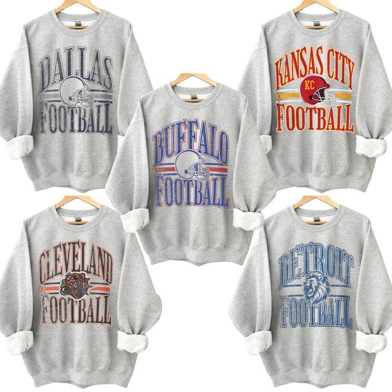 Vintage All Team Football ASH GREY Crewneck Sweatshirt
