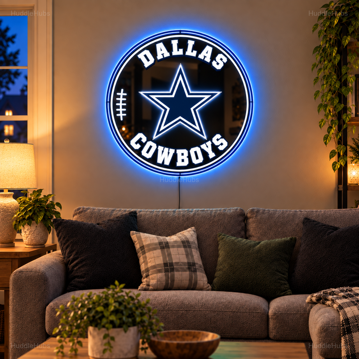 Football Team LED Mirror Wall Light – Game Day Fan Cave Decor