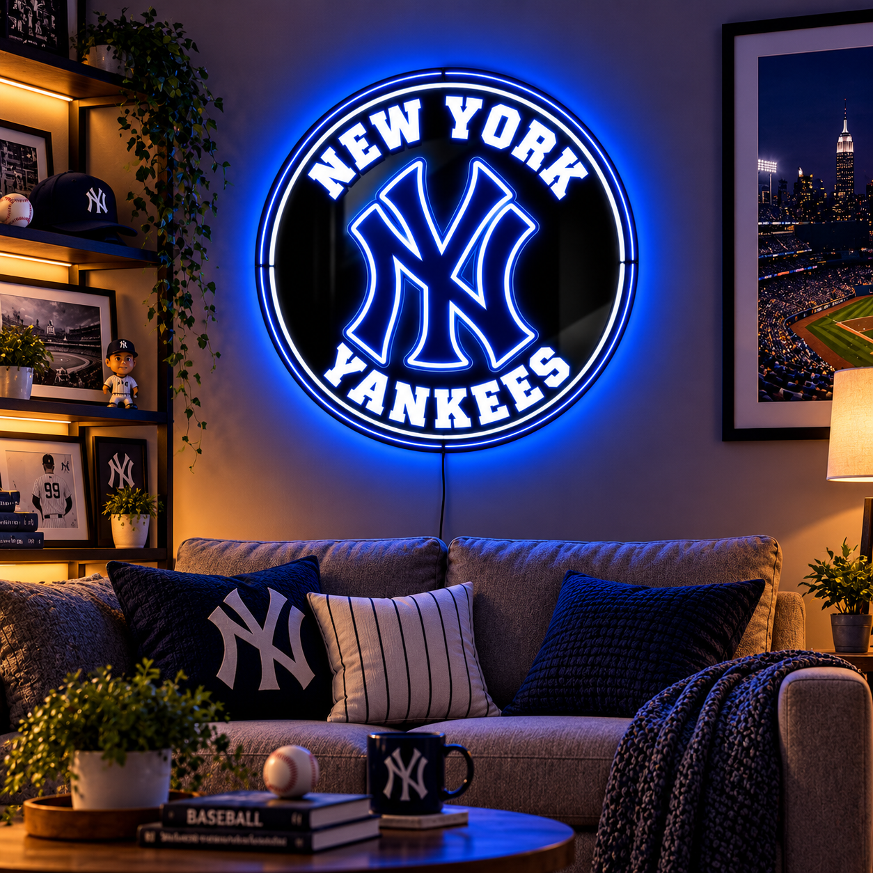 Baseball Team LED Mirror Light – Multicolor Fan Wall Decor