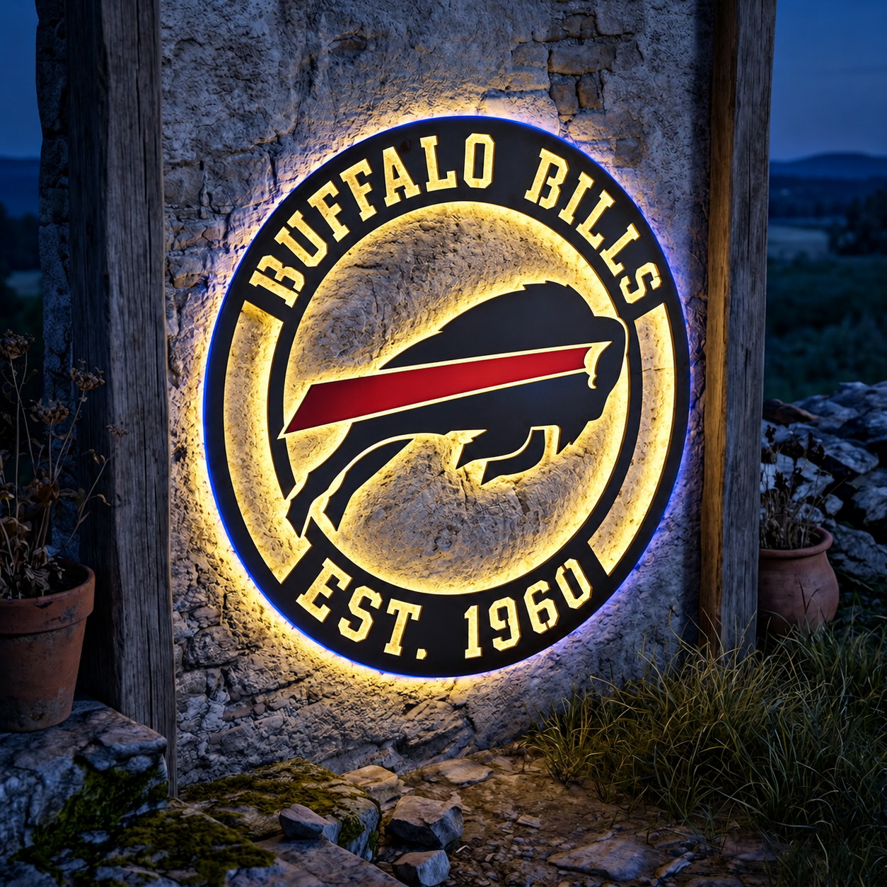Football Fan LED Metal Wall Sign –Buffalo Bills
