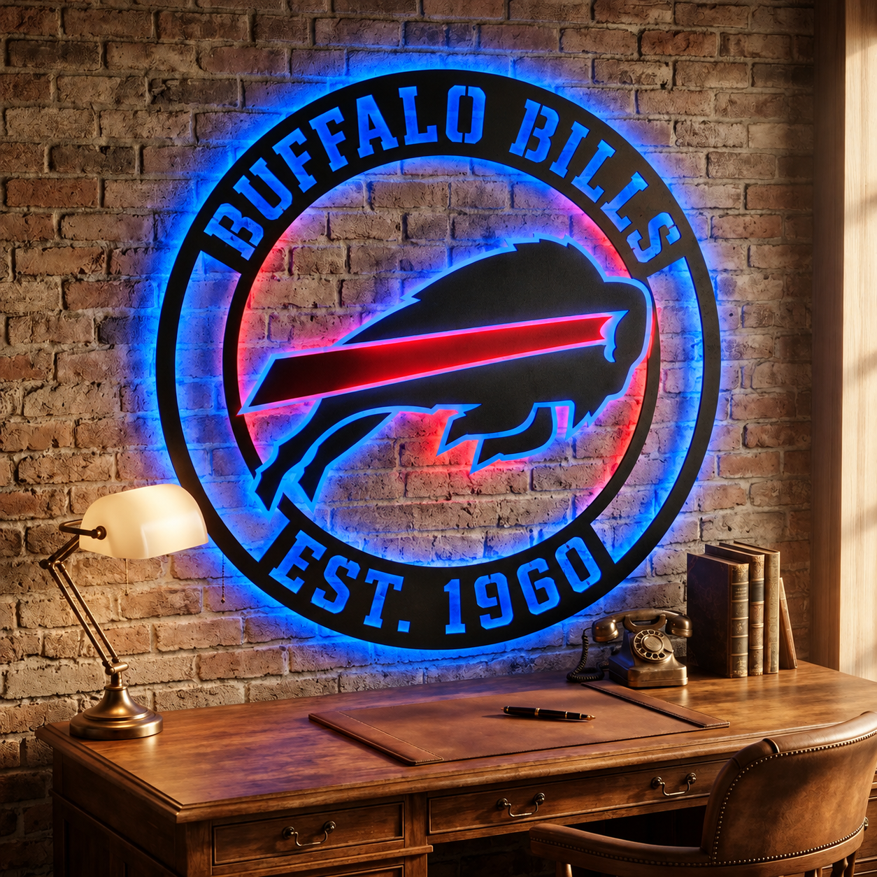 Football Fan LED Metal Wall Sign –Buffalo Bills