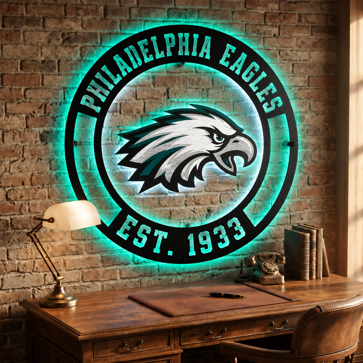Football Fan LED Metal Wall Sign –Philadelphia Eagles