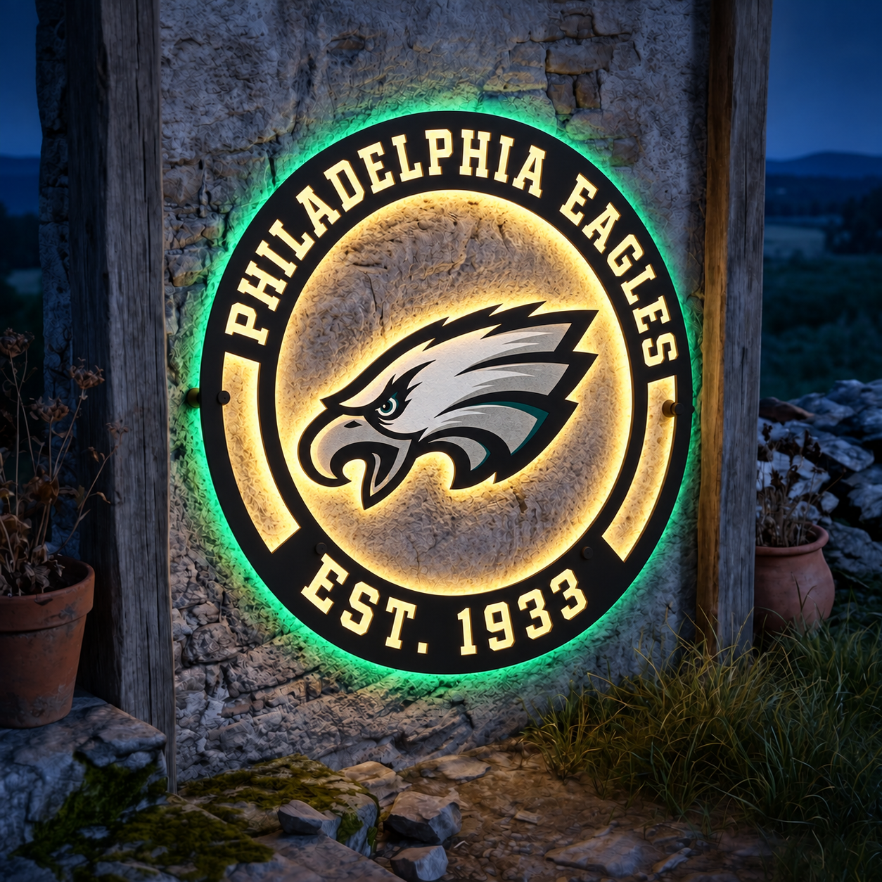 Football Fan LED Metal Wall Sign –Philadelphia Eagles