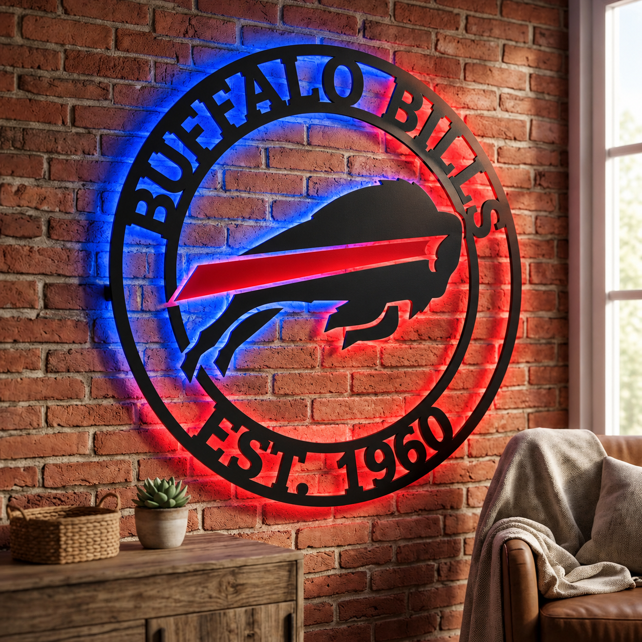 Football Fan LED Metal Wall Sign –Buffalo Bills