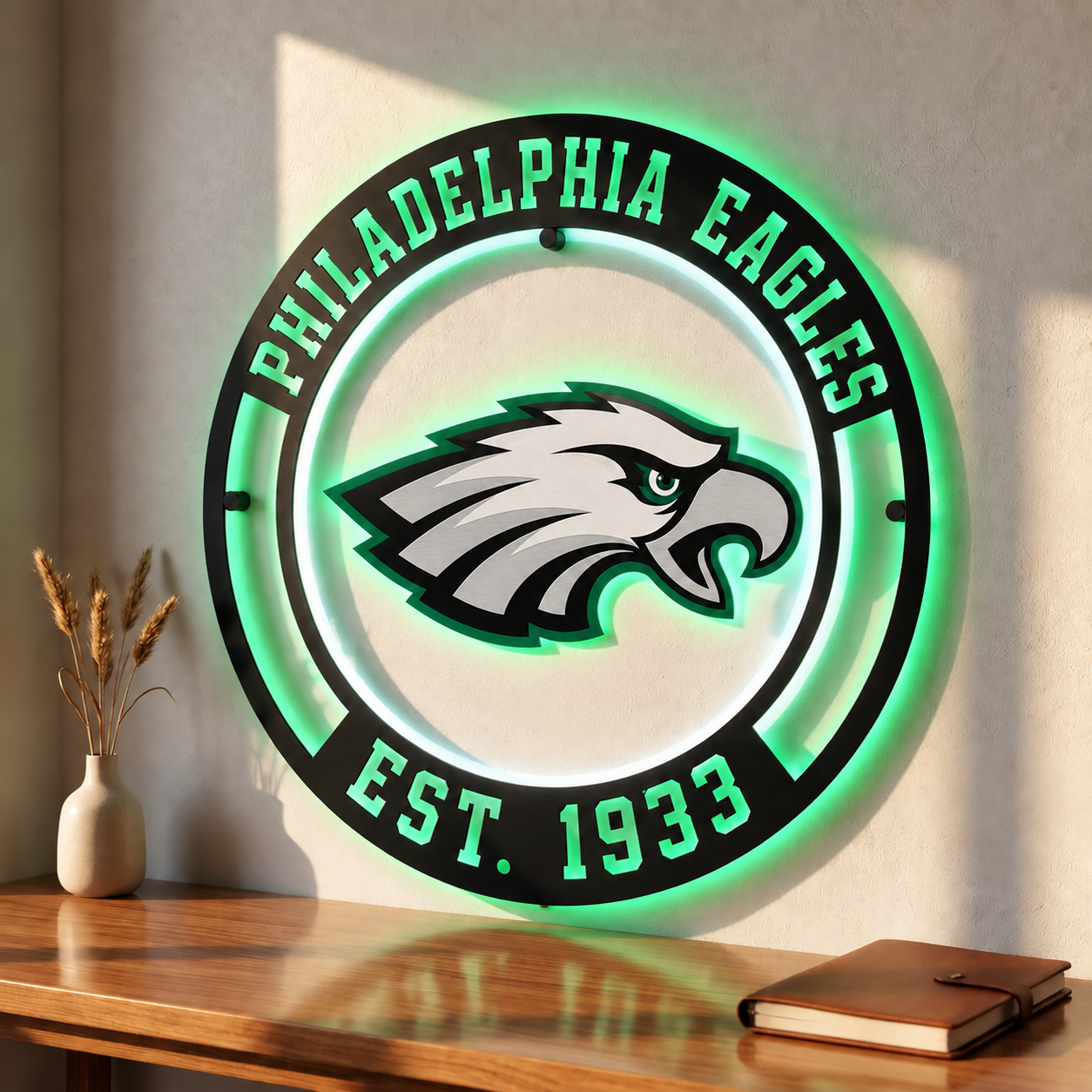 Football Fan LED Metal Wall Sign –Philadelphia Eagles