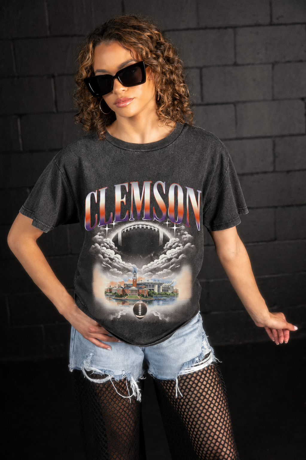 College football team field pattern T-shirt
