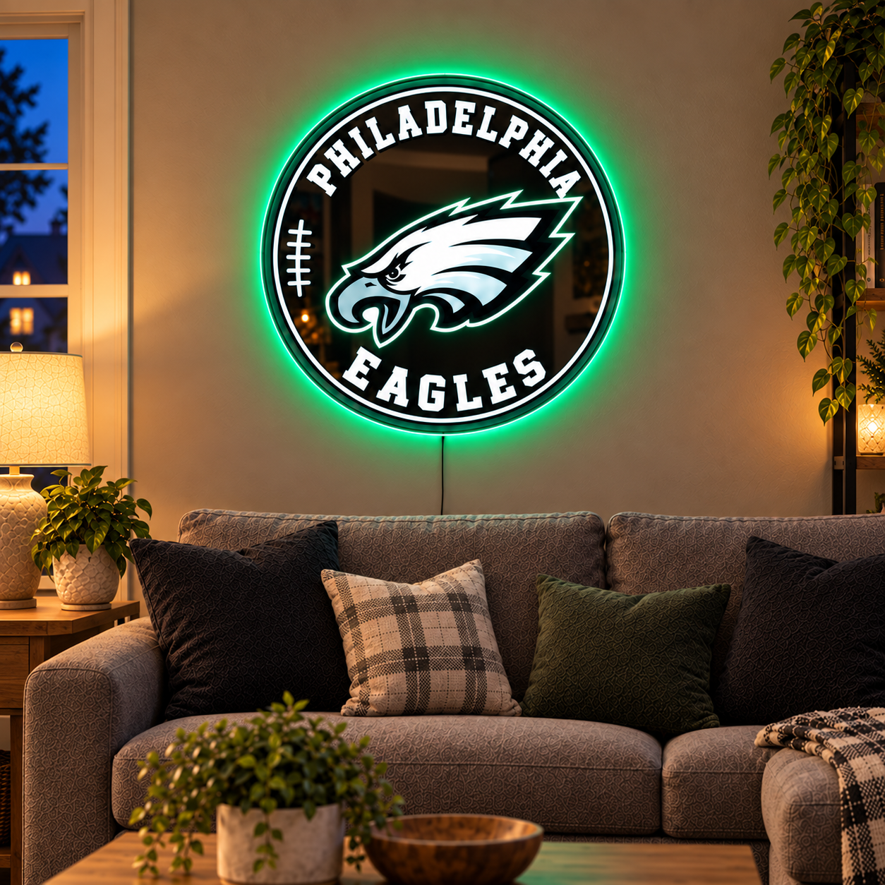 Football Team LED Mirror Wall Light – Game Day Fan Cave Decor