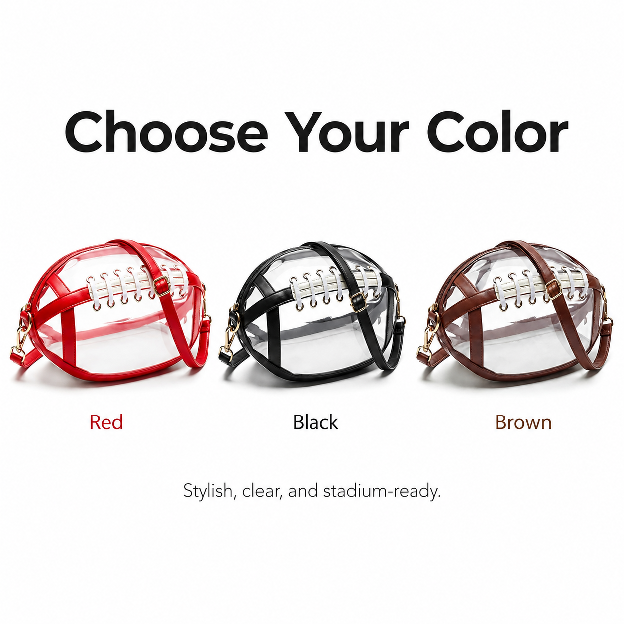 Clear Football Crossbody Bag – Stadium-Friendly Game Day Purse for Concerts & Events