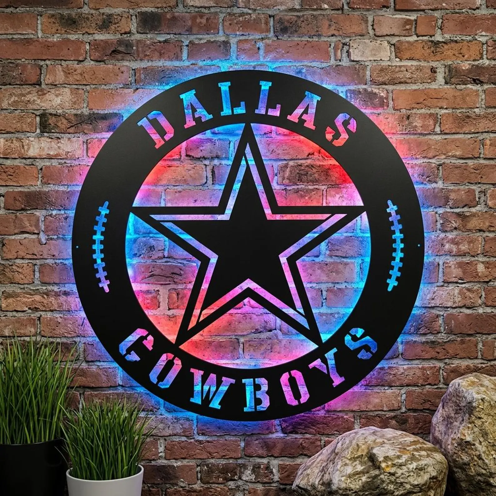 Football Fan LED Metal Wall Sign –Dallas Cowboys