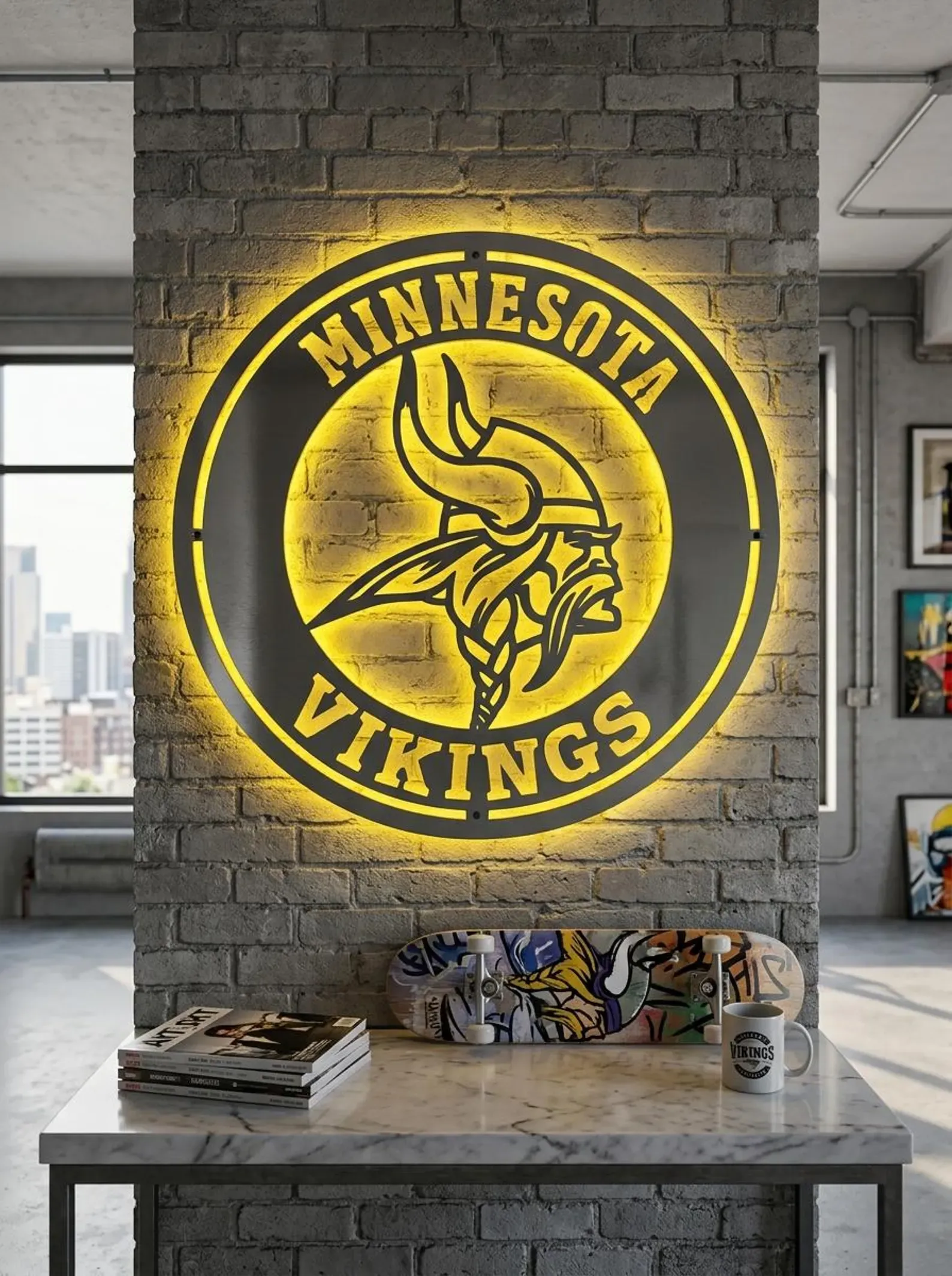 Football Fan LED Metal Wall Sign –Minnesota Vikings