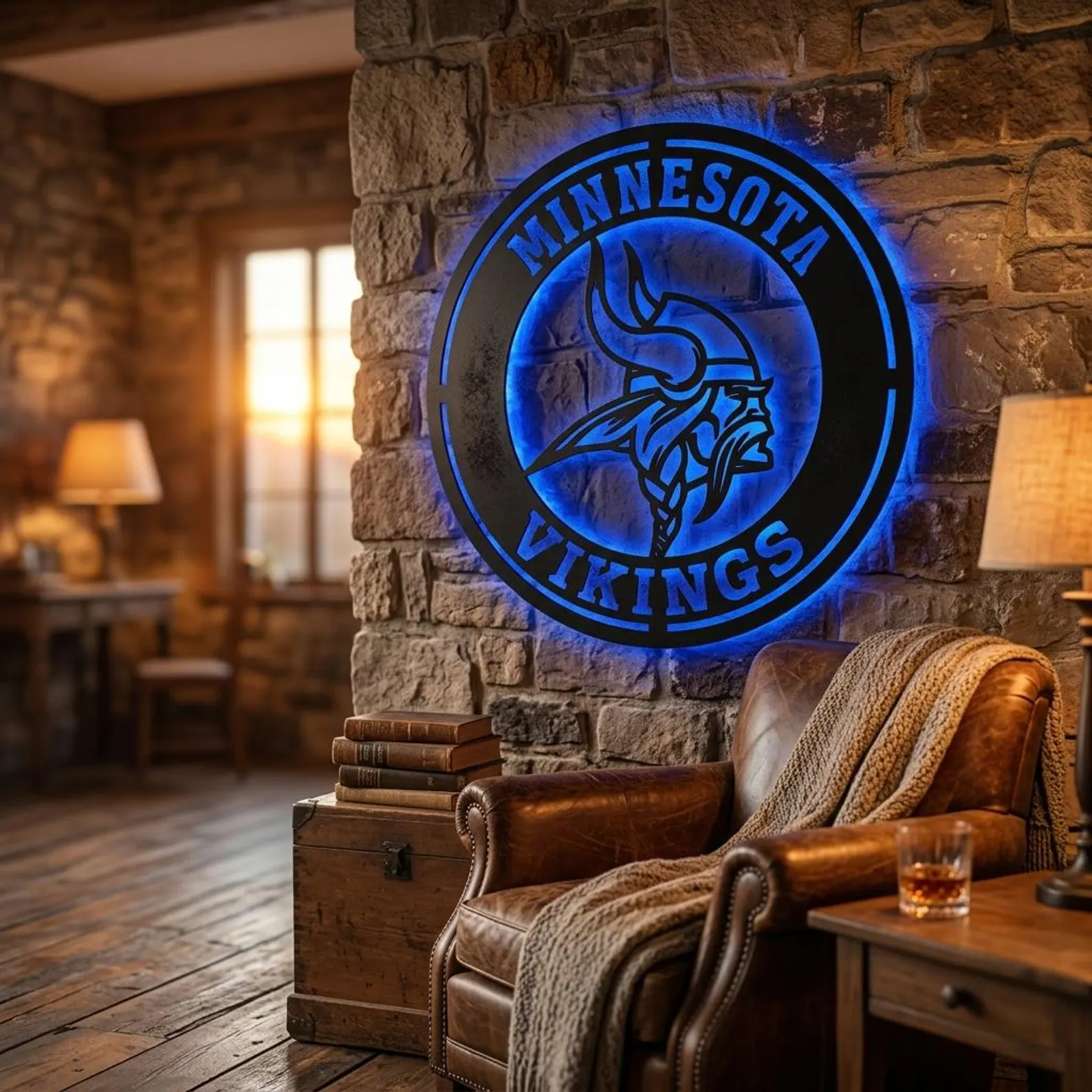 Football Fan LED Metal Wall Sign –Minnesota Vikings