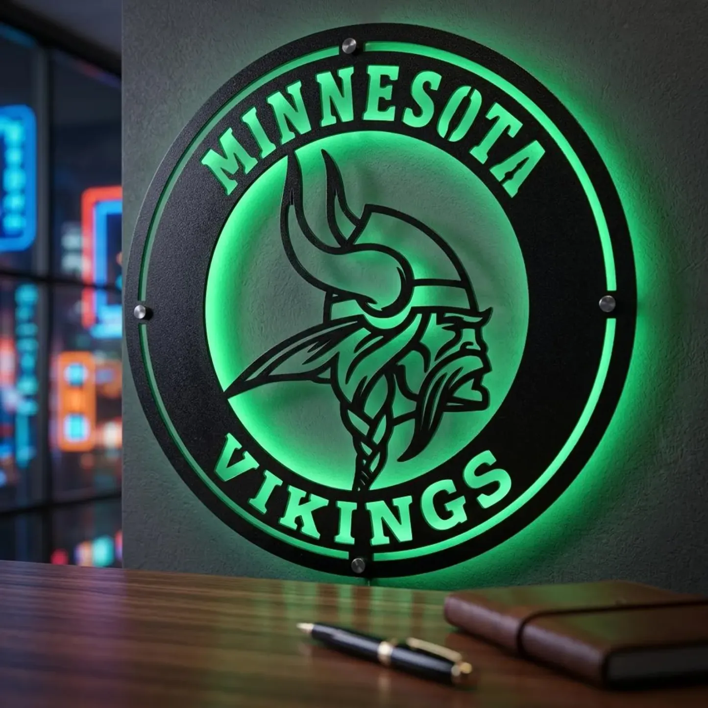Football Fan LED Metal Wall Sign –Minnesota Vikings