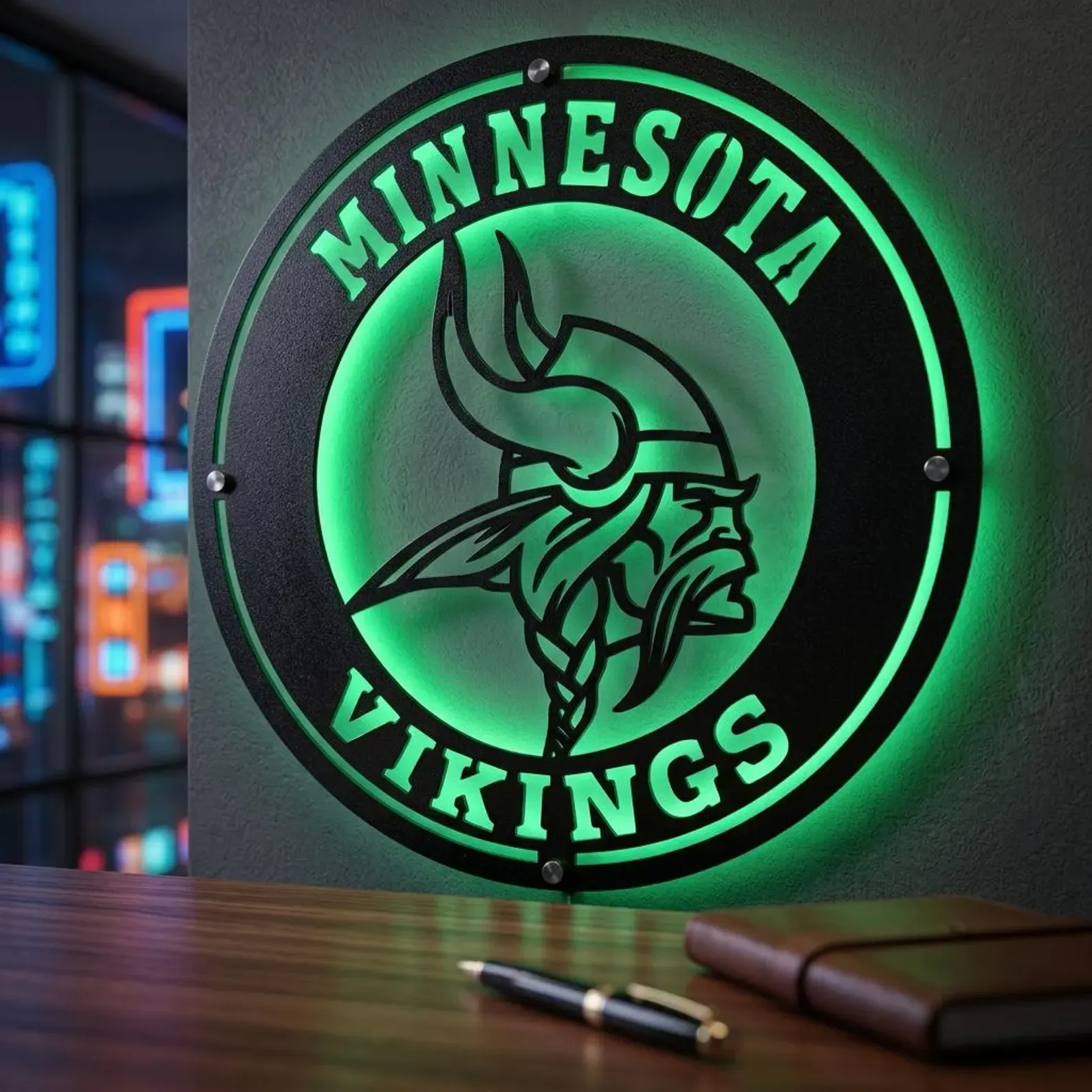 Football Fan LED Metal Wall Sign –Minnesota Vikings