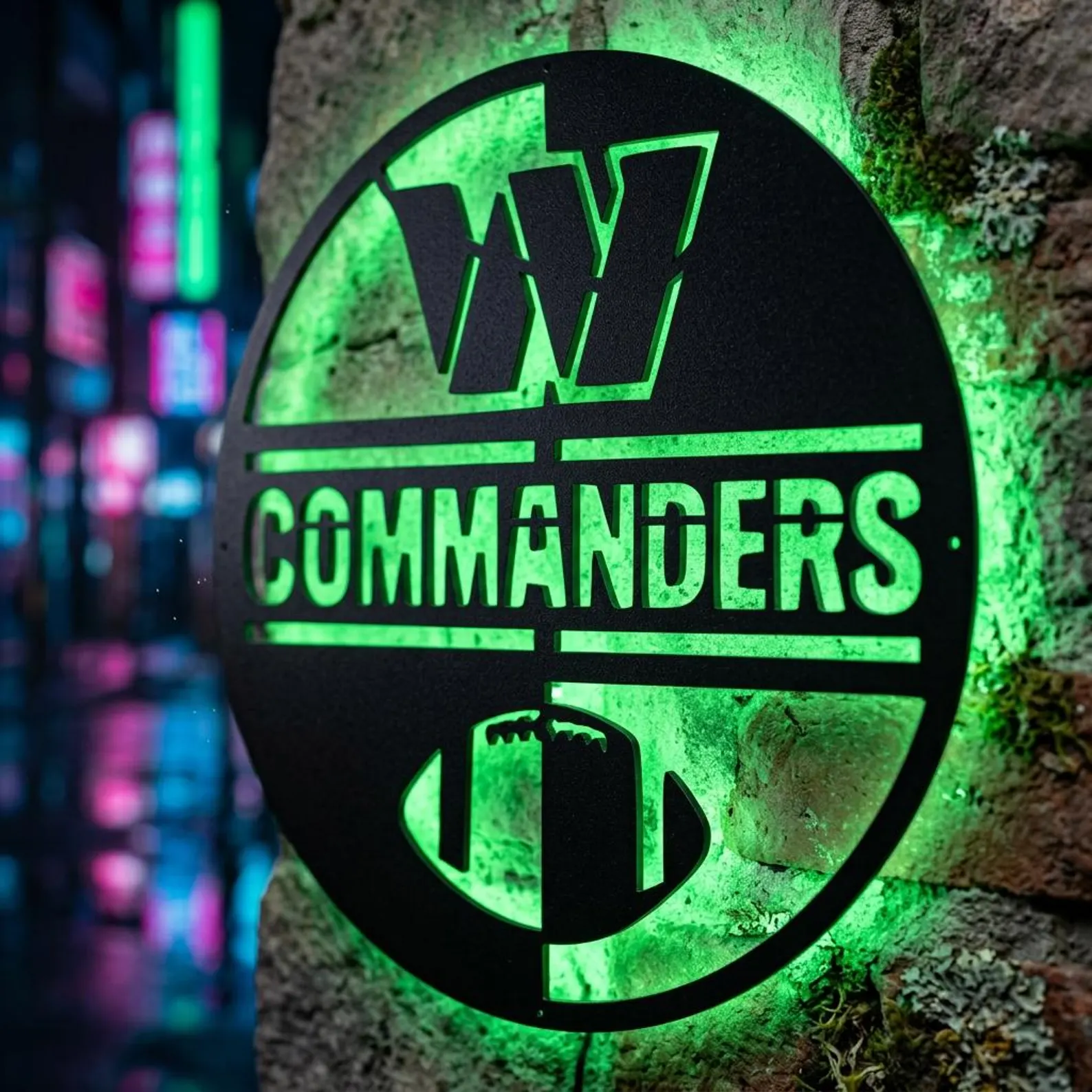 Football Fan LED Metal Wall Sign –Washington Commanders