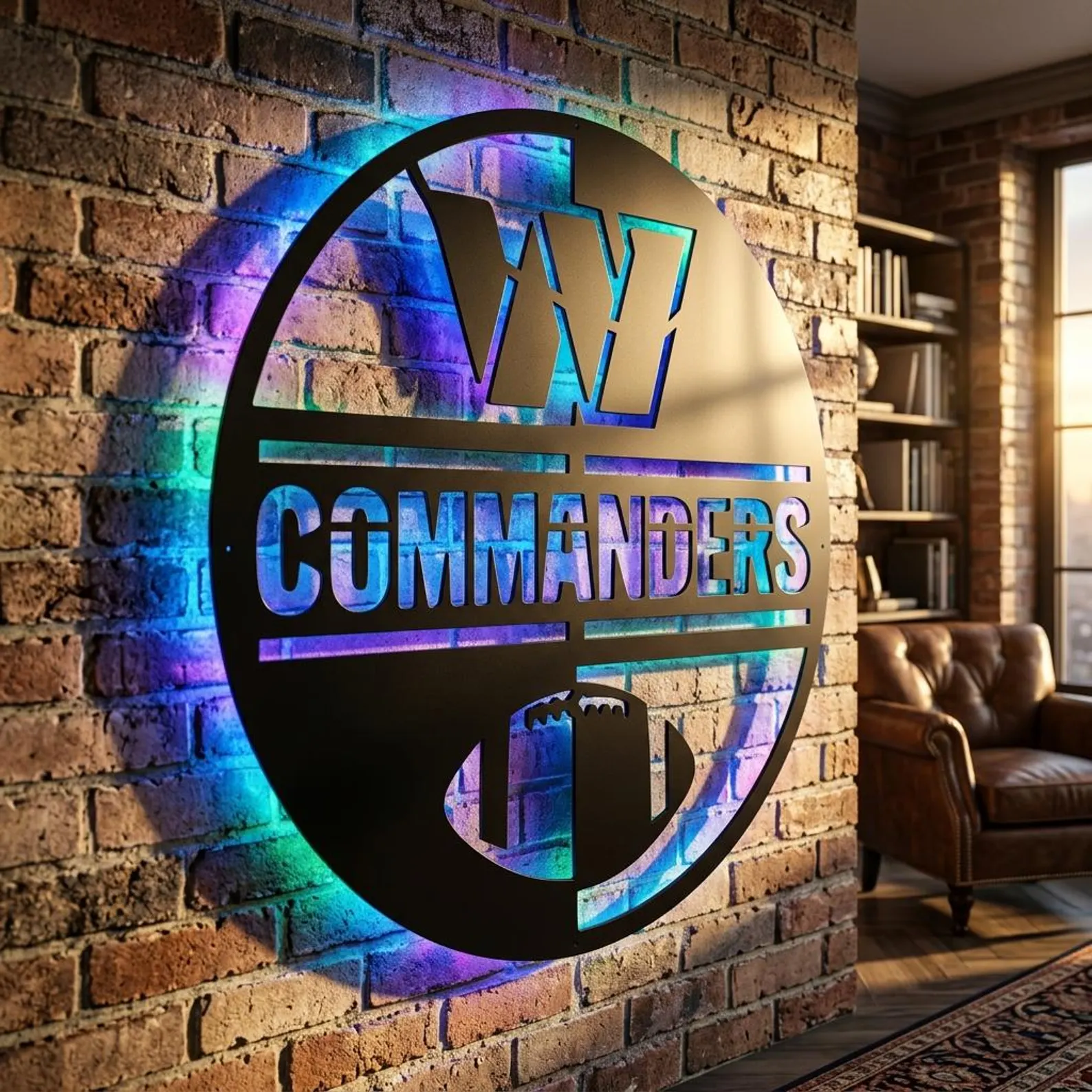 Football Fan LED Metal Wall Sign –Washington Commanders