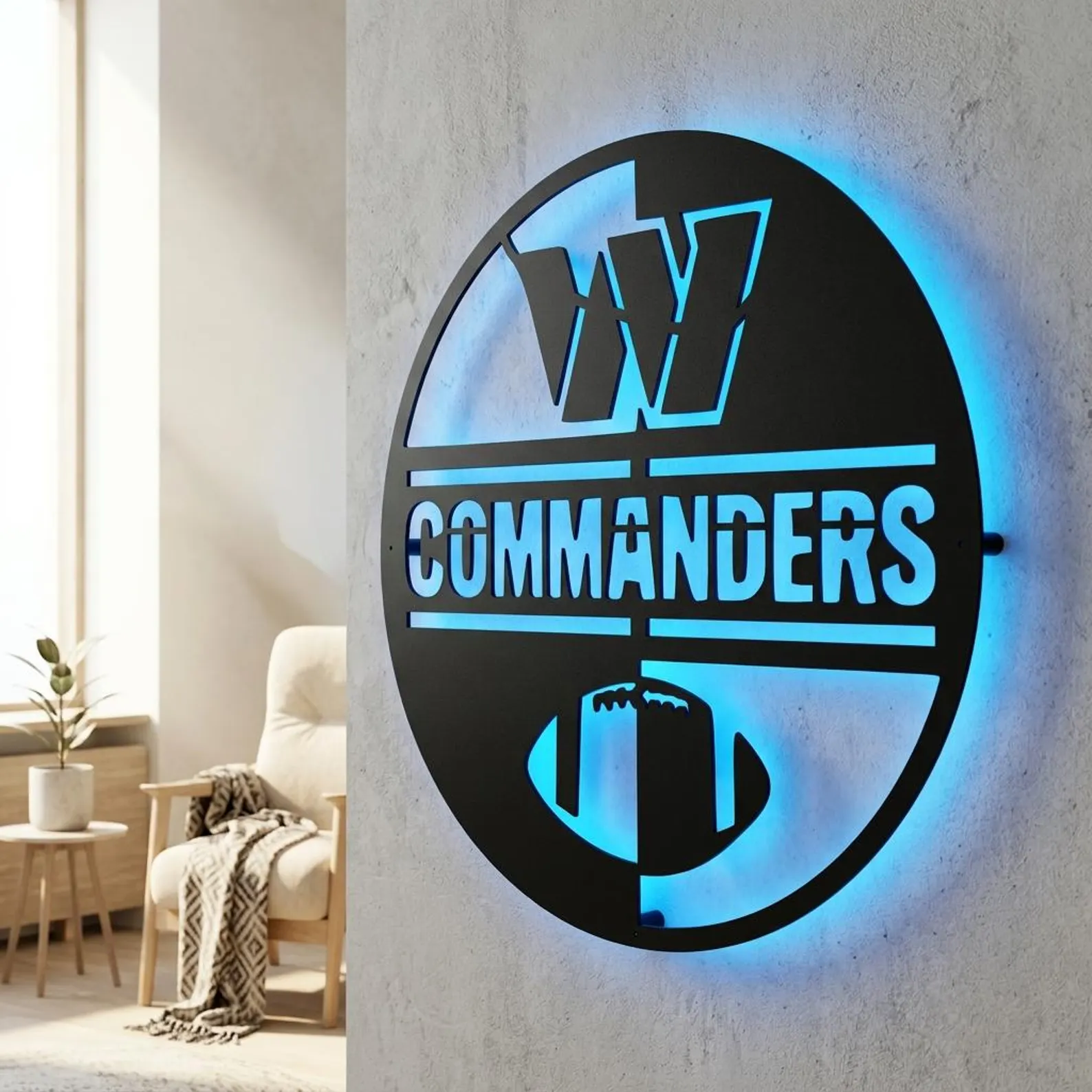 Football Fan LED Metal Wall Sign –Washington Commanders