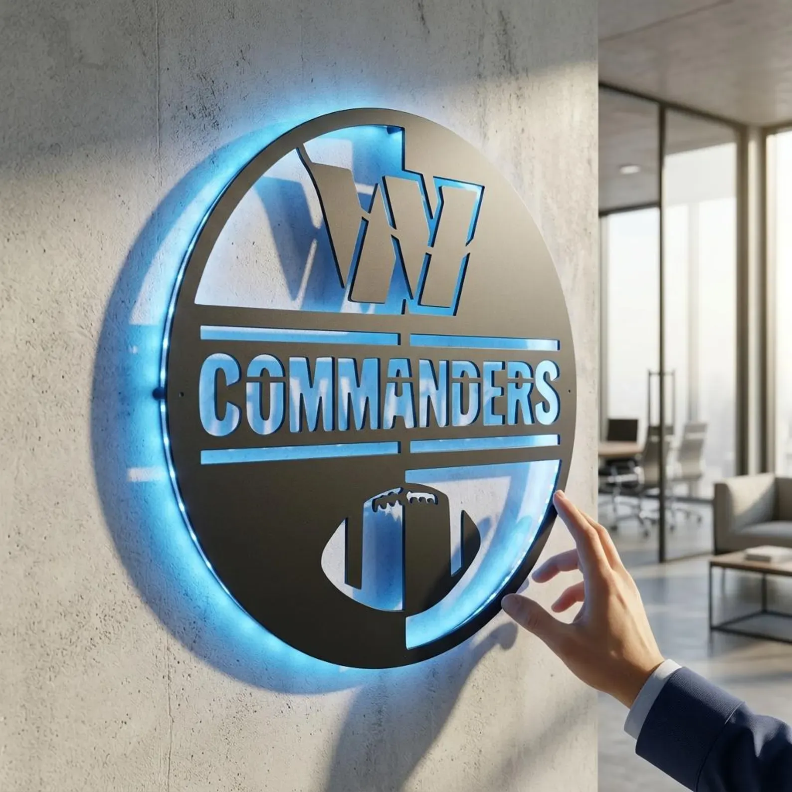 Football Fan LED Metal Wall Sign –Washington Commanders