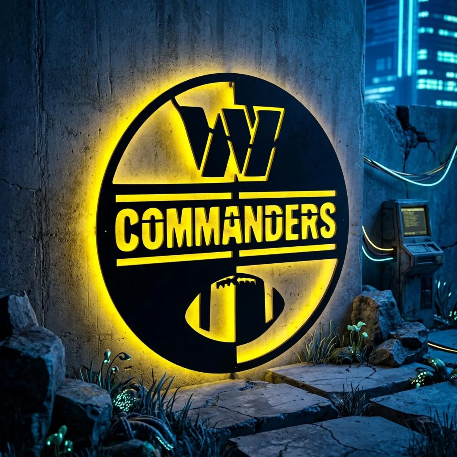 Football Fan LED Metal Wall Sign –Washington Commanders
