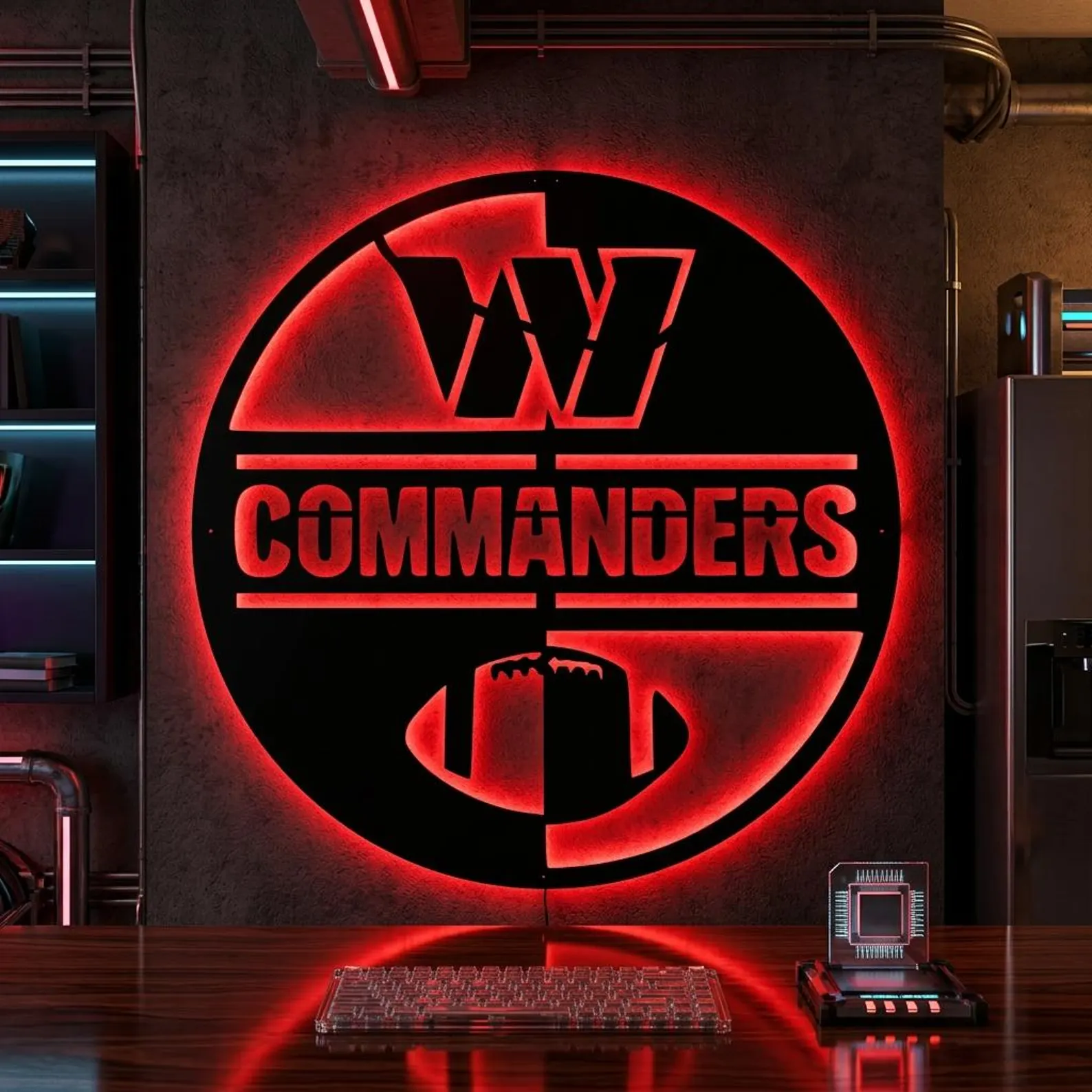 Football Fan LED Metal Wall Sign –Washington Commanders