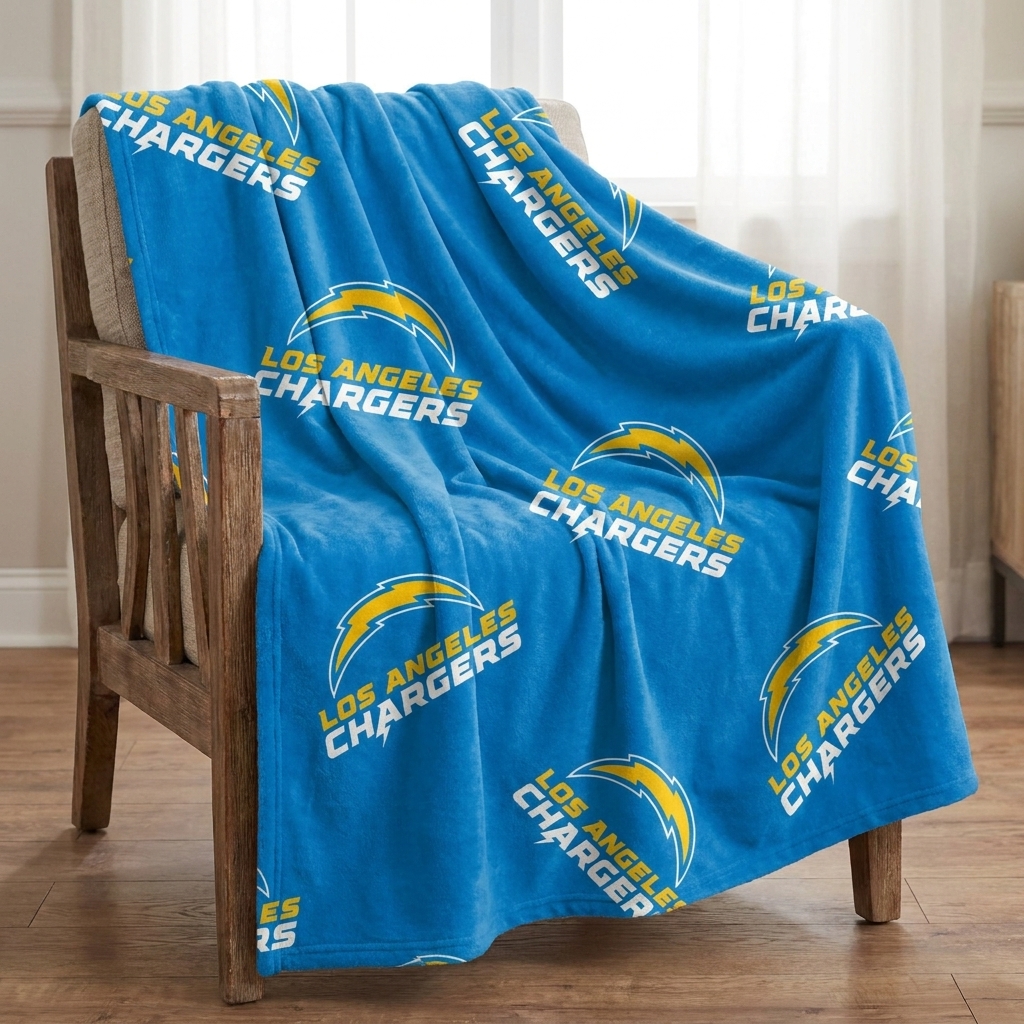Los Angeles Football Blue & Gold Lightning Pattern Throw Blanket