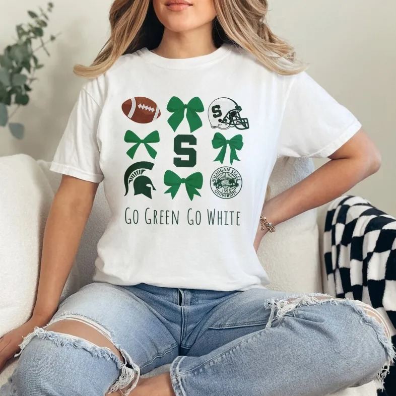 “College Team Spirit” Sporty Bow Graphic Tee